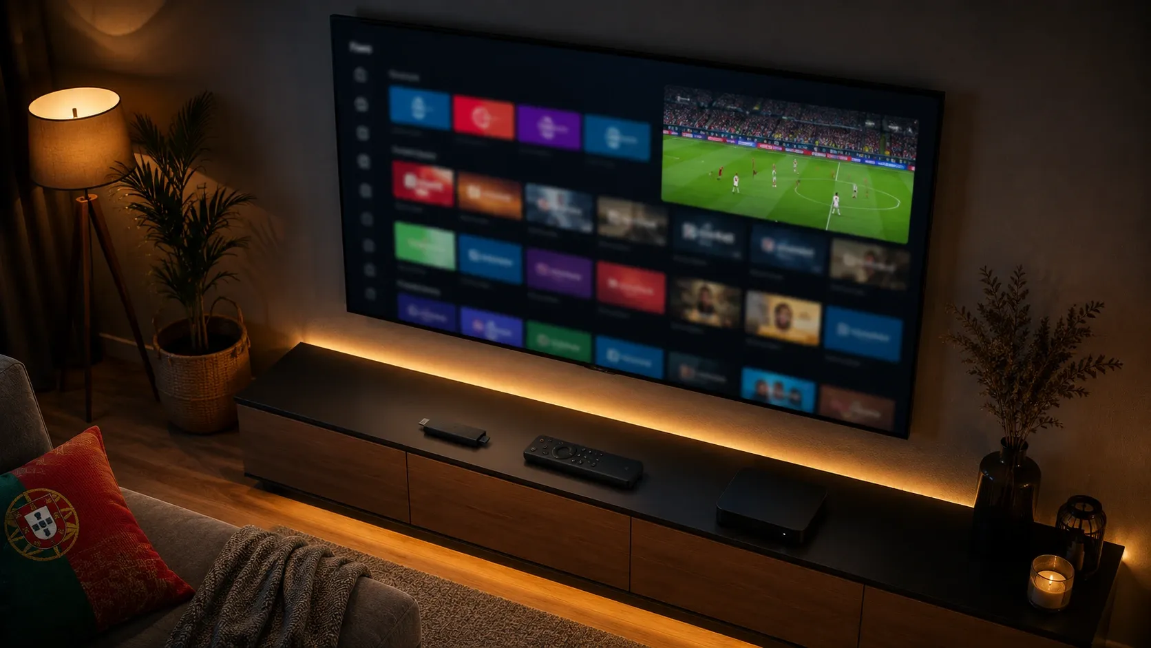 TiviMate IPTV com canais portugueses RTP SIC TVI e Sport TV em Fire Stick e Android TV